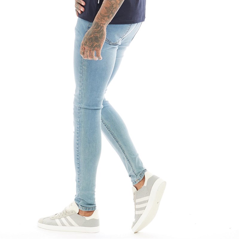 DFND London Heren Skinny Jeans Lichtblauw