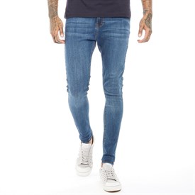 Dfnd London Heren Skinny Jeans Vervaagd Middelblauw dfnd london kopen in de aanbieding
