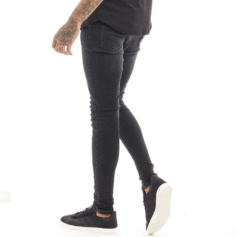 Buy DFND London Mens Basic Skinny Jeans Blackwash