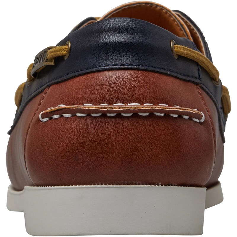 navy tan boat shoes
