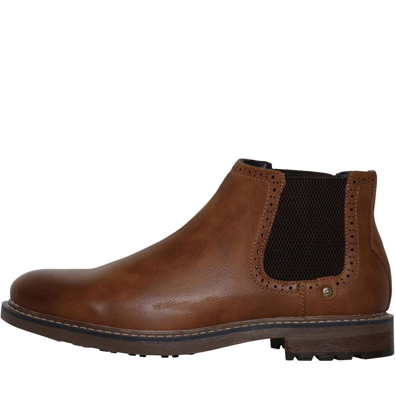 Deakins Mens Eastside Brogue Chelsea Boots Tan