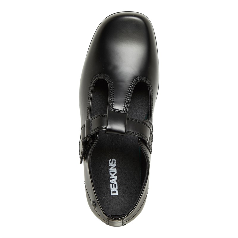 Deakins Junior Girls Bow T-Bar Shoes Black