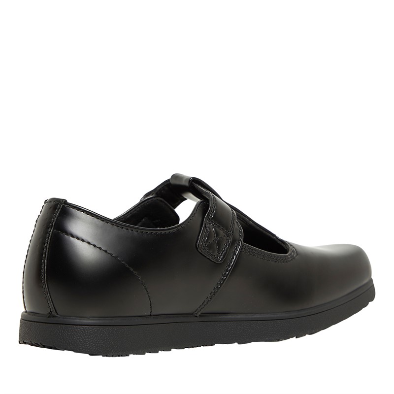 Deakins Junior Girls Bow T-Bar Shoes Black