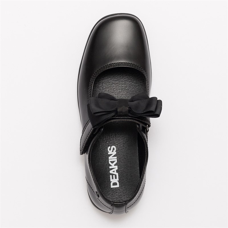 Deakins Junior Girls Devon Mary Jane Bow Shoes Black