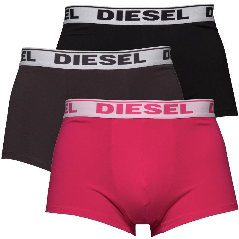 Buy Diesel Mens Shawn Three Pack Boxers Black/Grey/Pink