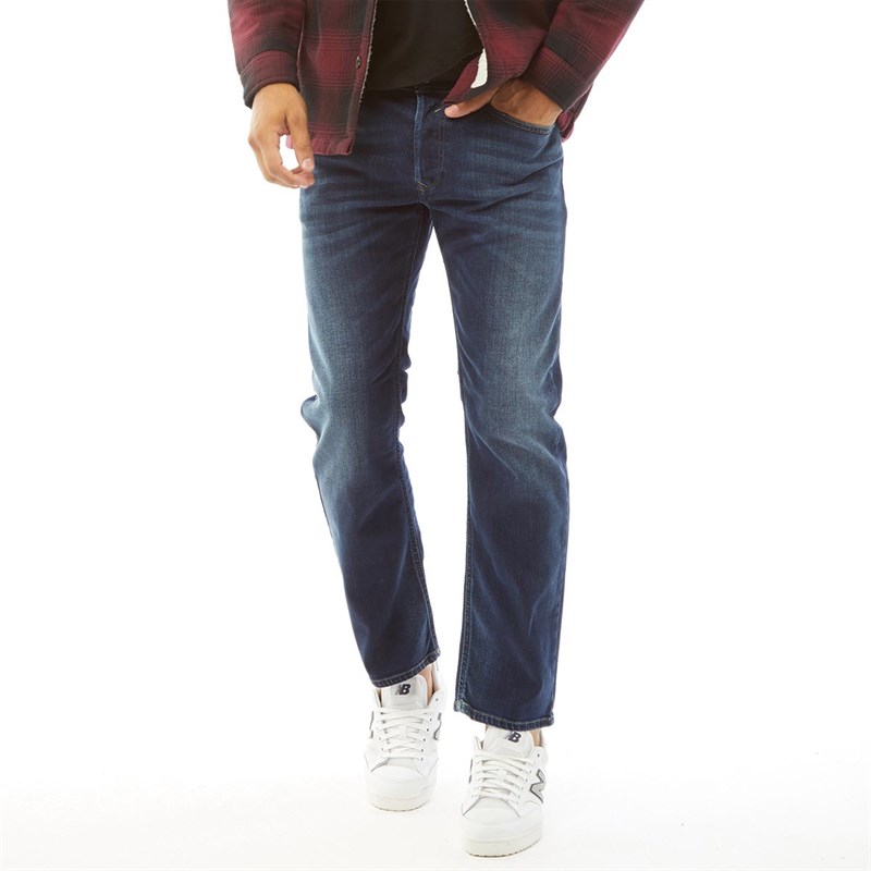 Diesel Heren Waykee R86L0 Straight Fit Jeans Blauw