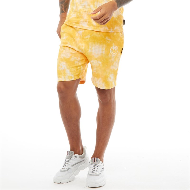 Buy Dstruct Mens Tie Dye Wash Shorts Yellow