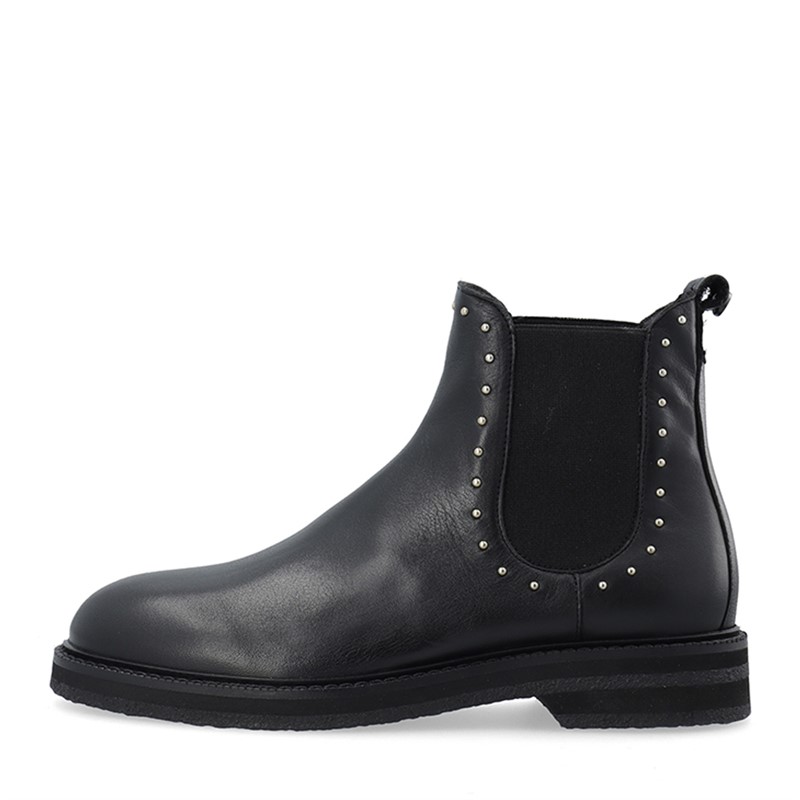 Ca'Shott Damen Casbetty Chelsea Stiefel mit Nieten Leder Schwarz