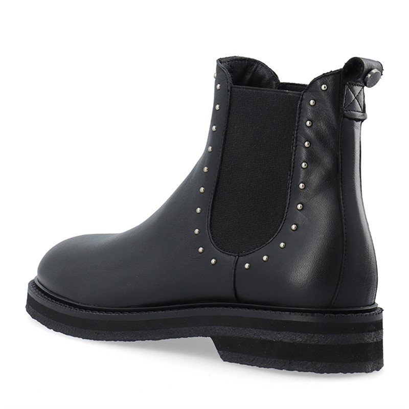 Ca'Shott Damen Casbetty Chelsea Stiefel mit Nieten Leder Schwarz