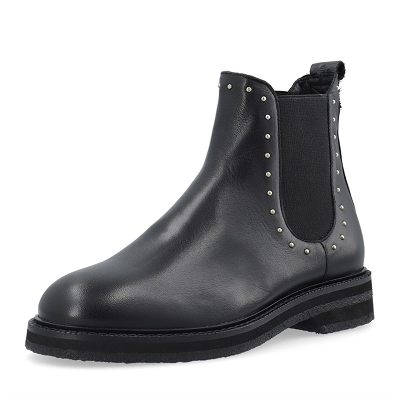 Ca'Shott Damen Casbetty Chelsea Stiefel mit Nieten Leder Schwarz