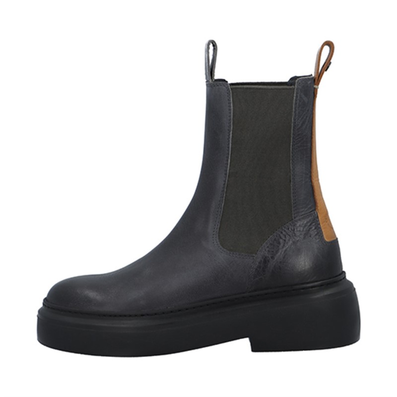 Ca'Shott Damen Caskamma Chelsea Stiefel Leder pflanzlich gegerbt Grau