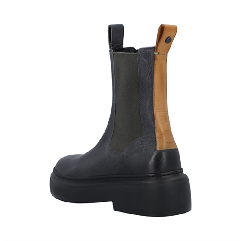 Ca'Shott Damen Caskamma Chelsea Stiefel Leder pflanzlich gegerbt Grau