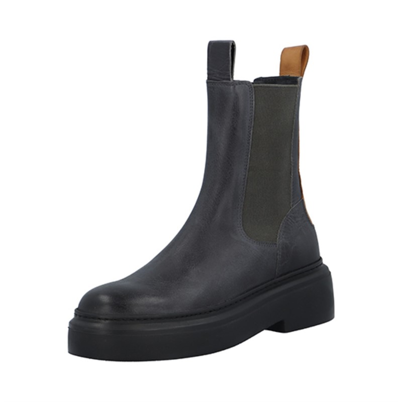 Ca'Shott Damen Caskamma Chelsea Stiefel Leder pflanzlich gegerbt Grau