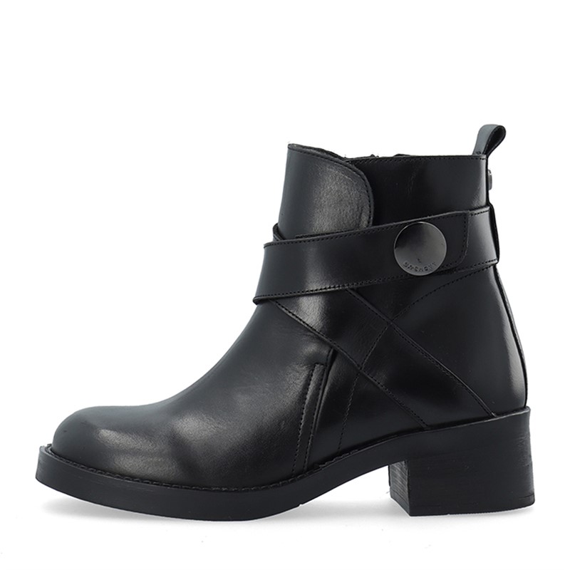 Ca'Shott Damen Casjosefine Reißverschluss Stiefel Leder Schwarz