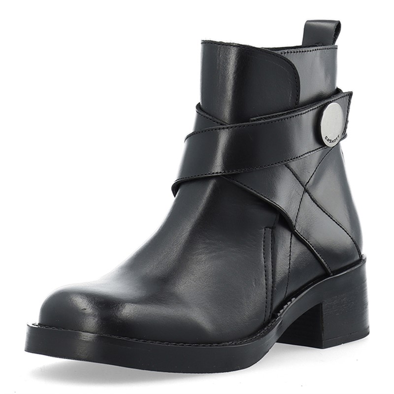Ca'Shott Damen Casjosefine Reißverschluss Stiefel Leder Schwarz