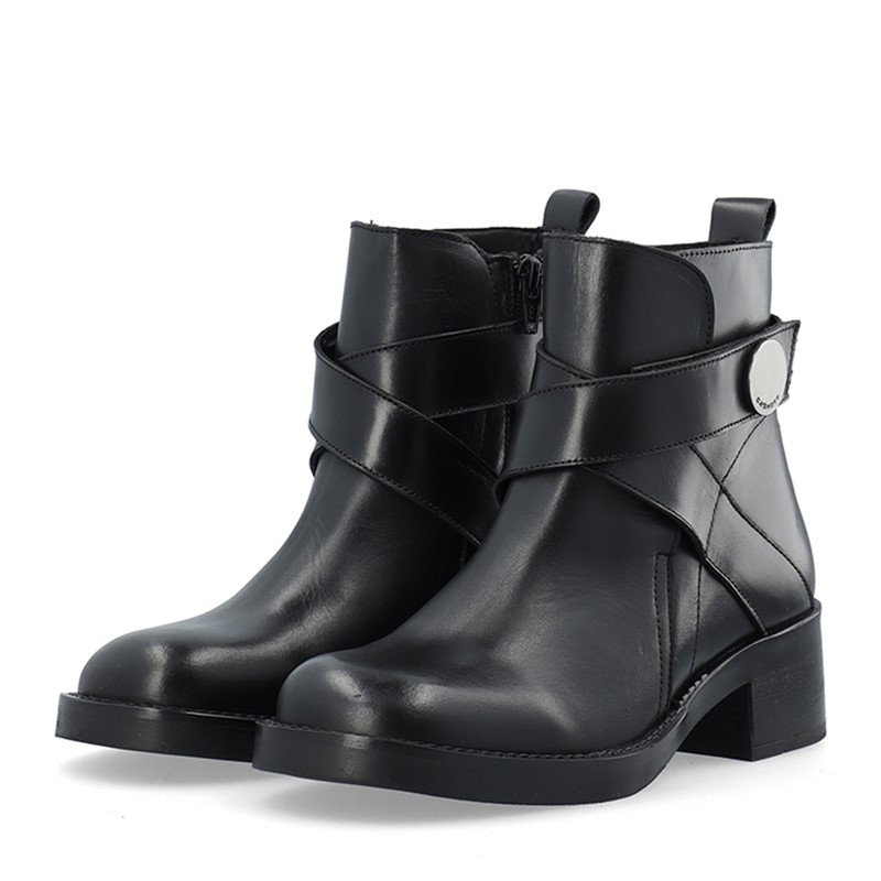 Ca'Shott Damen Casjosefine Reißverschluss Stiefel Leder Schwarz