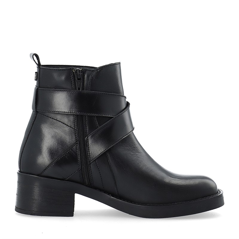 Ca'Shott Damen Casjosefine Reißverschluss Stiefel Leder Schwarz