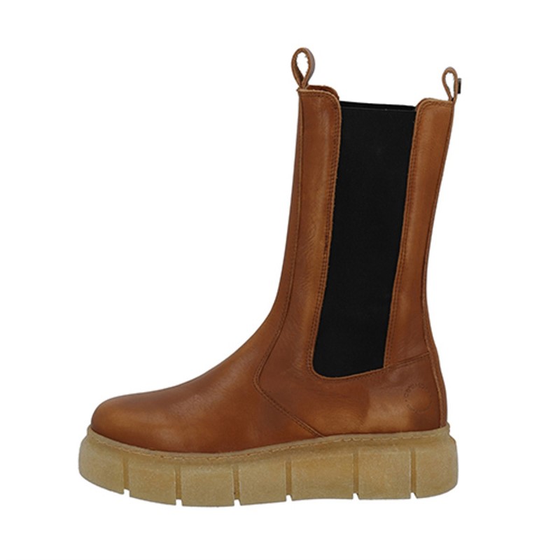 Ca'Shott Damen Casflora Chelsea Stiefel Leder Cognac