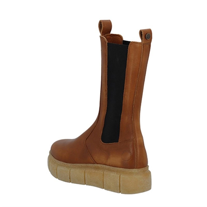 Ca'Shott Damen Casflora Chelsea Stiefel Leder Cognac