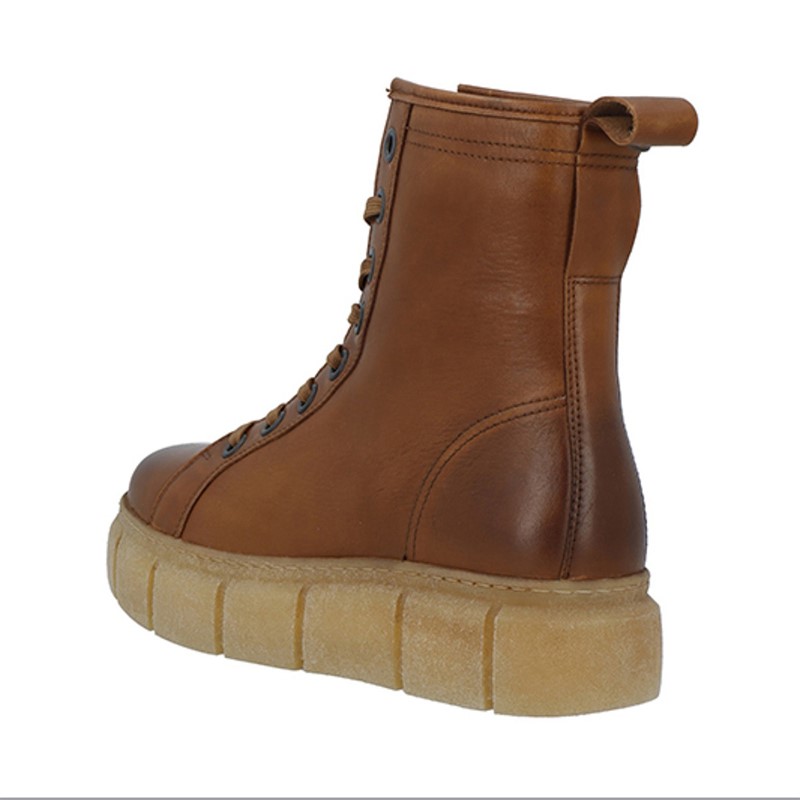 Ca'Shott Damen Casflora Spitze Stiefel Leder Cognac