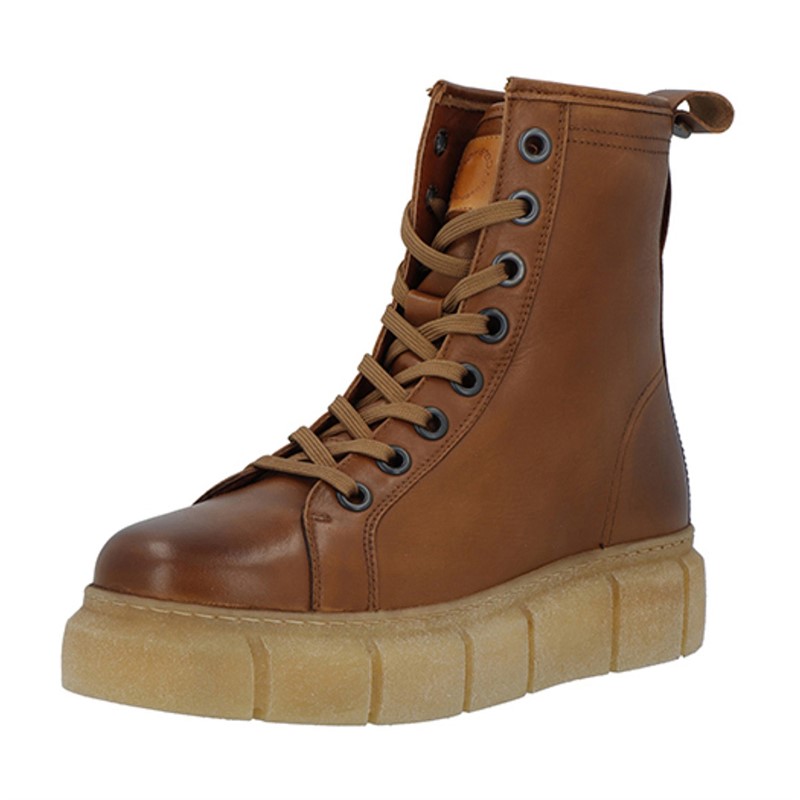 Ca'Shott Damen Casflora Spitze Stiefel Leder Cognac