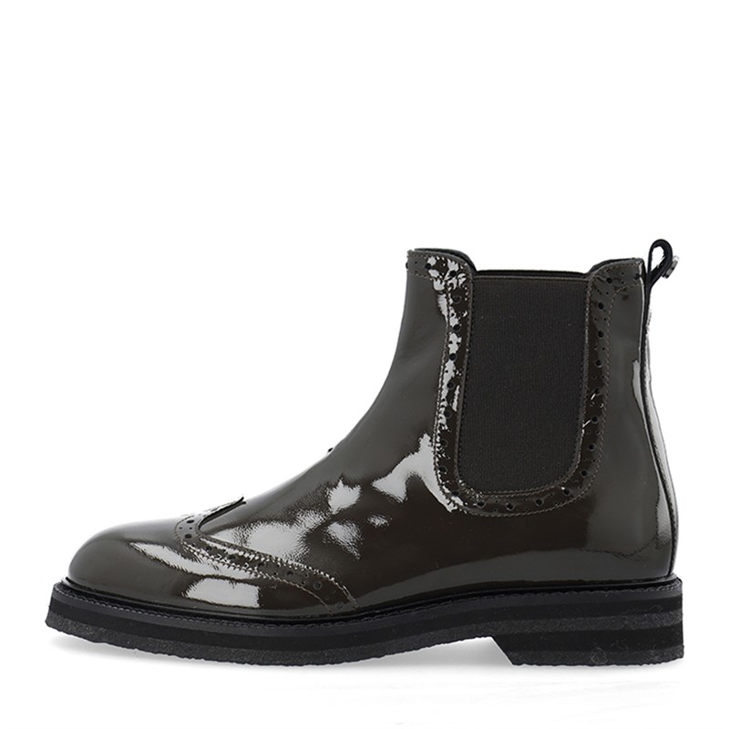 Ca'Shott Damen Casbetty Brogue Chelsea Stiefel Lack Coffee