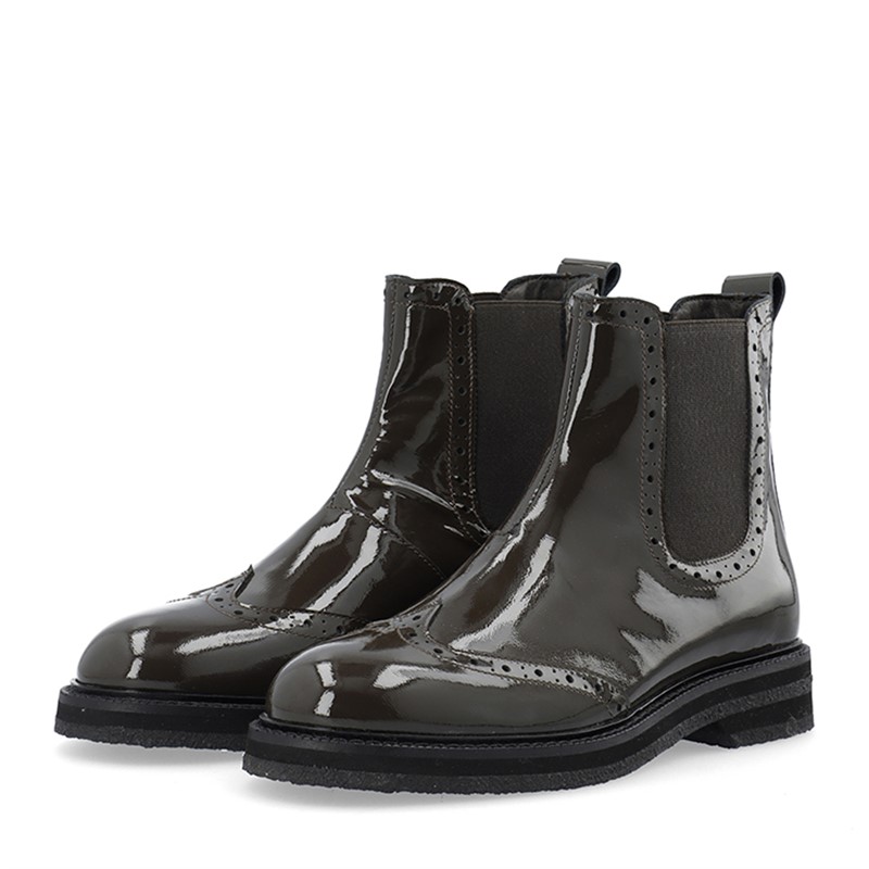 Ca'Shott Damen Casbetty Brogue Chelsea Stiefel Lack Coffee