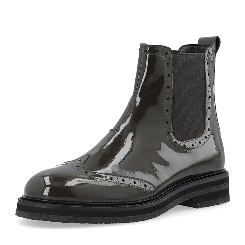 Ca'Shott Damen Casbetty Brogue Chelsea Stiefel Lack Coffee