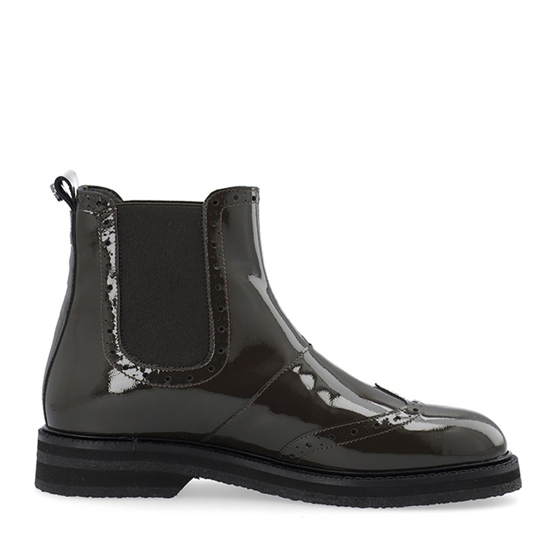 Ca'Shott Damen Casbetty Brogue Chelsea Stiefel Lack Coffee