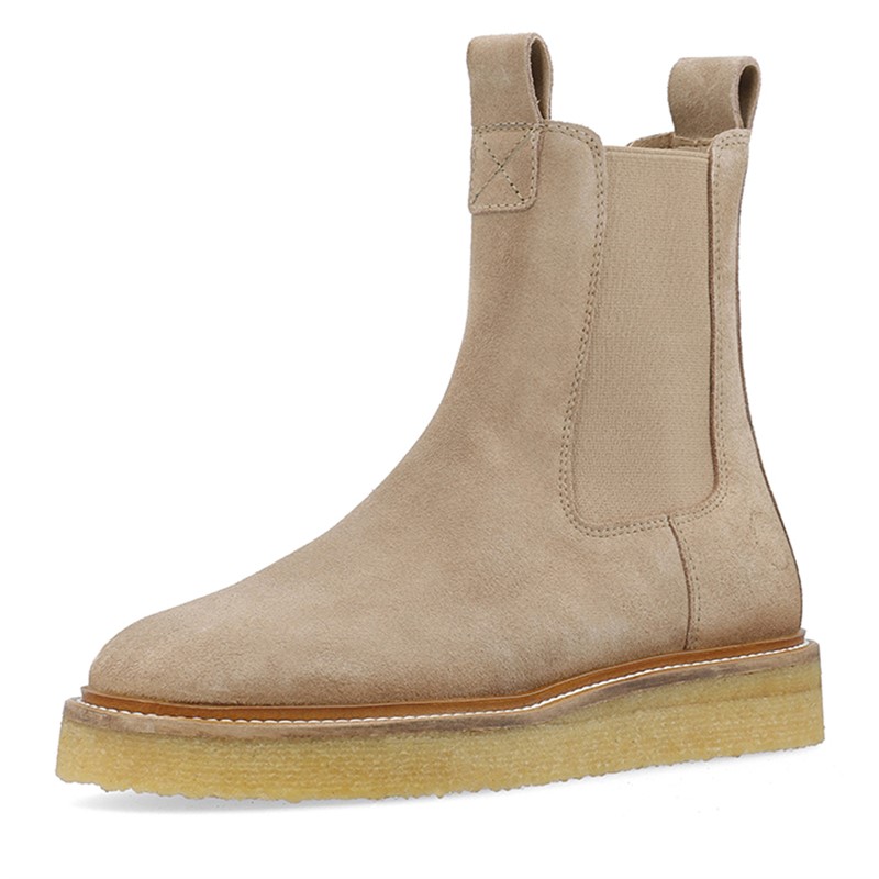 Ca'Shott Damen Casdea Chelsea Stiefel Wildleder Beige