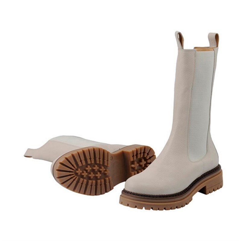 Ca'Shott Damen Cashannah Chelsea Stiefel Hoher Schnitt Leder Picasso Beige