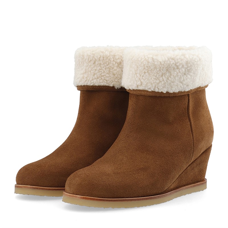 Ca'Shott Damen Casdonna zum Hineinschlüpfen Stiefel warmes Futter Wildleder Toffee