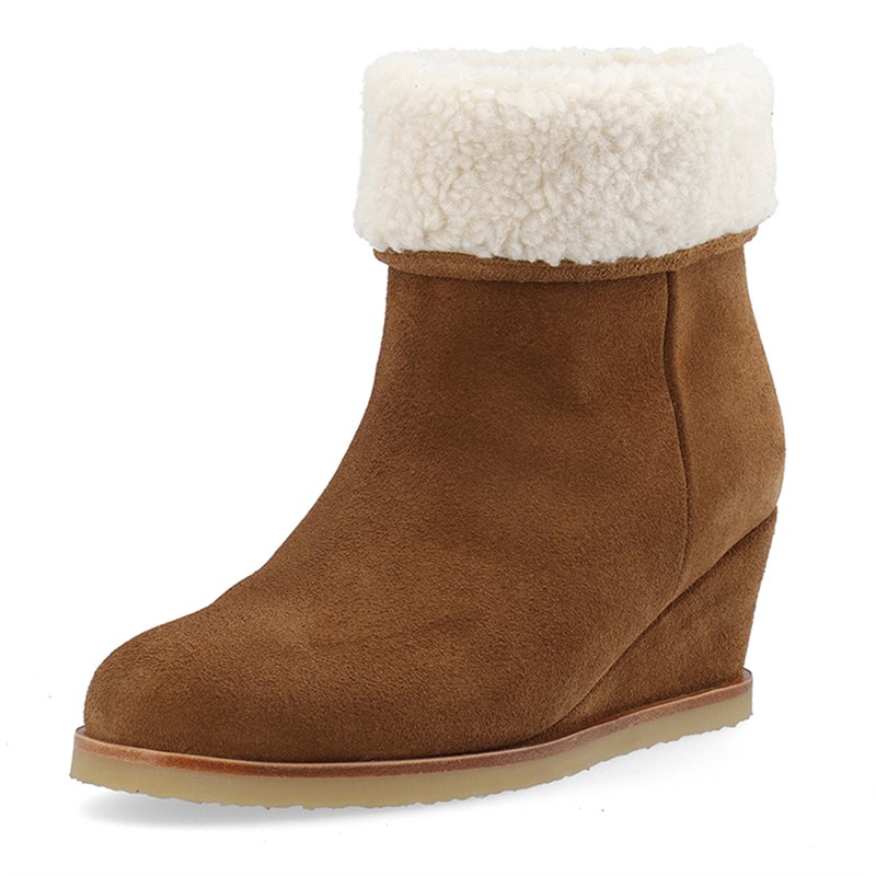 Ca'Shott Damen Casdonna zum Hineinschlüpfen Stiefel warmes Futter Wildleder Toffee