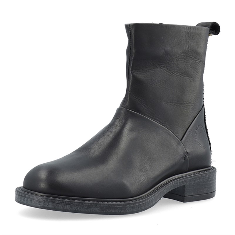 Ca'Shott Damen Castina Reißverschluss Stiefel Leder Schwarz