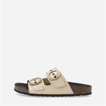 Ca'Shott Damen Cashelle Zwei Schnallen Plateau Leder Sandalen Beige