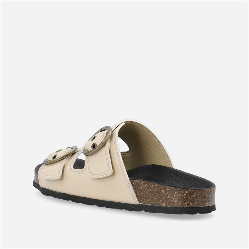 Ca'Shott Damen Cashelle Zwei Schnallen Plateau Leder Sandalen Beige