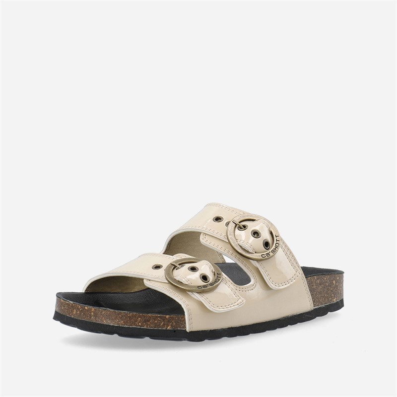 Ca'Shott Damen Cashelle Zwei Schnallen Plateau Leder Sandalen Beige
