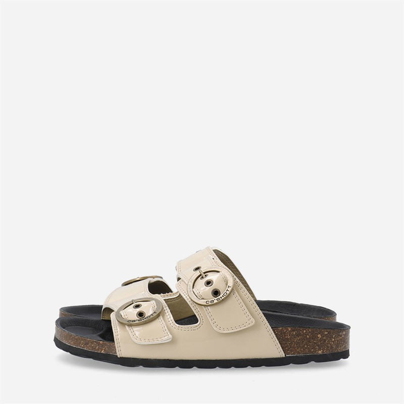 Ca'Shott Damen Cashelle Zwei Schnallen Plateau Leder Sandalen Beige