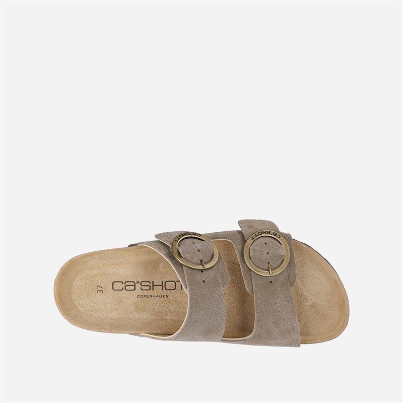 Ca'Shott Dame Cashelle To Spænder Ruskind Slide Sandaler Taupe