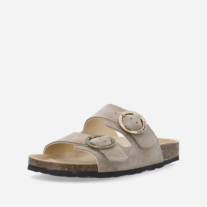 Ca'Shott Dame Cashelle To Spænder Ruskind Slide Sandaler Taupe