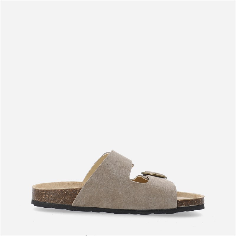 Ca'Shott Dame Cashelle To Spænder Ruskind Slide Sandaler Taupe
