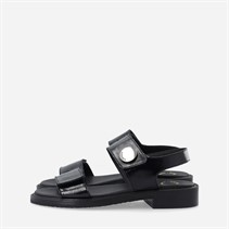 Ca'Shott Damen Casgrace Klettverschluss Lack Sandalen Schwarz