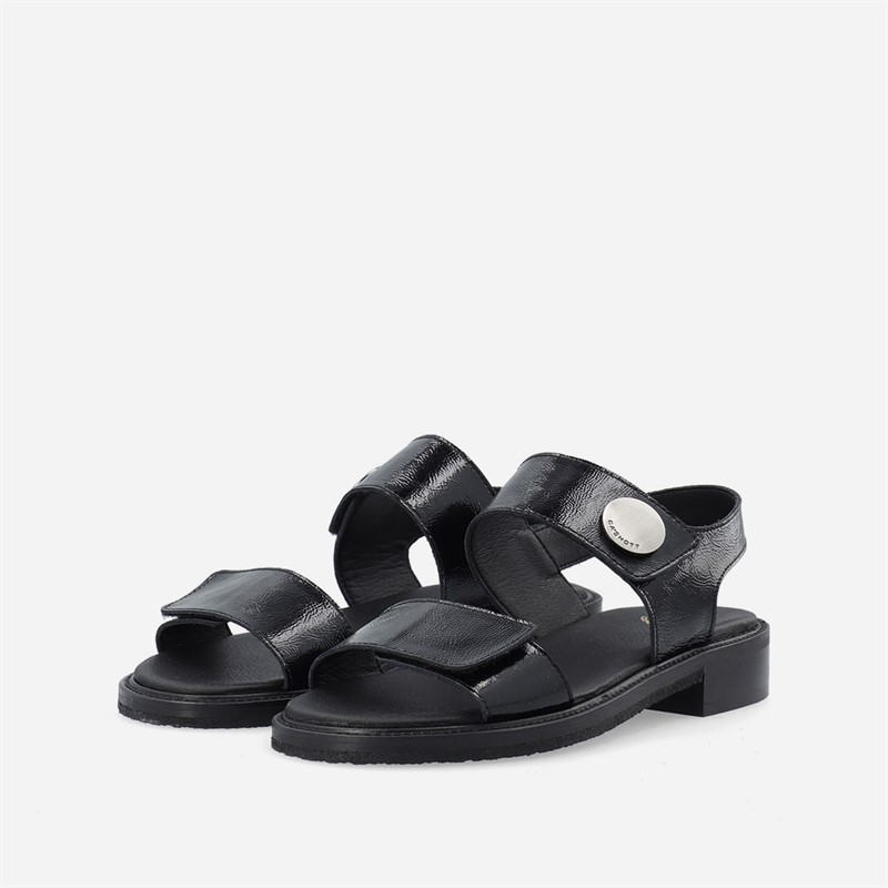 Ca'Shott Dame Casgrace Velcro Patent Sandaler Sort