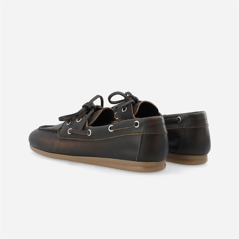 Ca'Shott Damen Cascille distressed Leder Bootsschuhe Brown Distressed