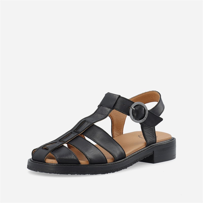 Ca'Shott Dame Casgrace Læder Fisker Sandaler Sort