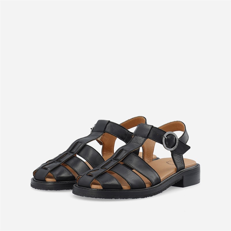 Ca'Shott Dame Casgrace Læder Fisker Sandaler Sort