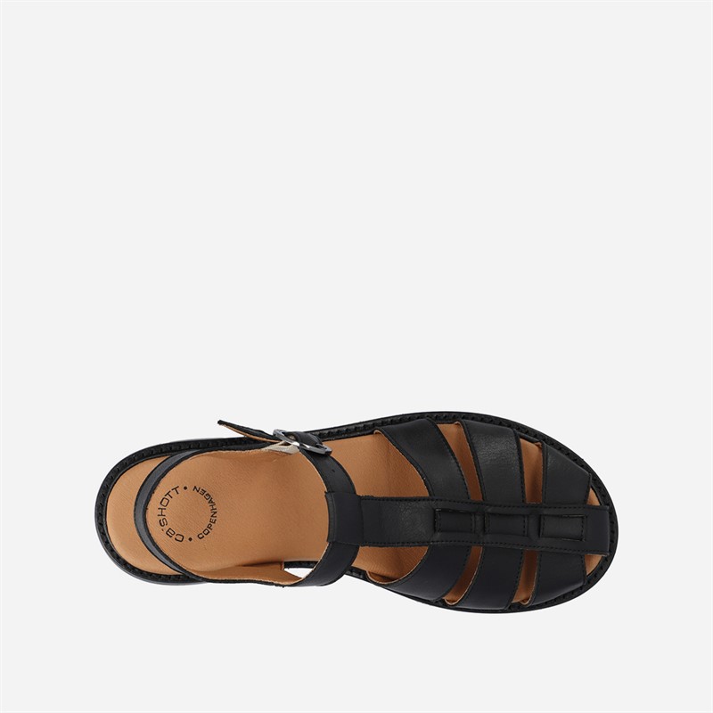 Ca'Shott Dame Casgrace Læder Fisker Sandaler Sort