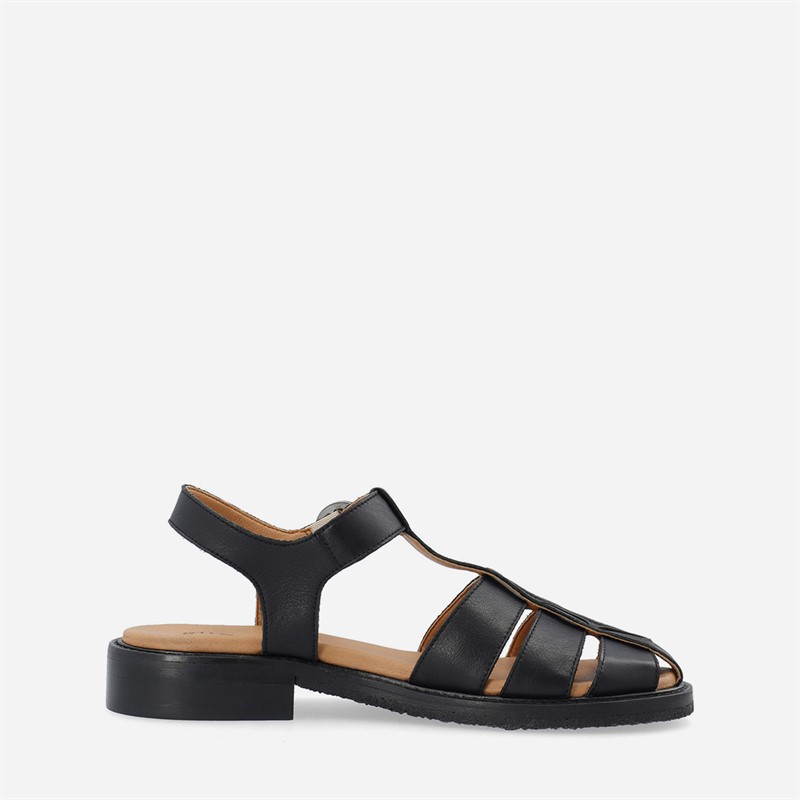 Ca'Shott Dame Casgrace Læder Fisker Sandaler Sort