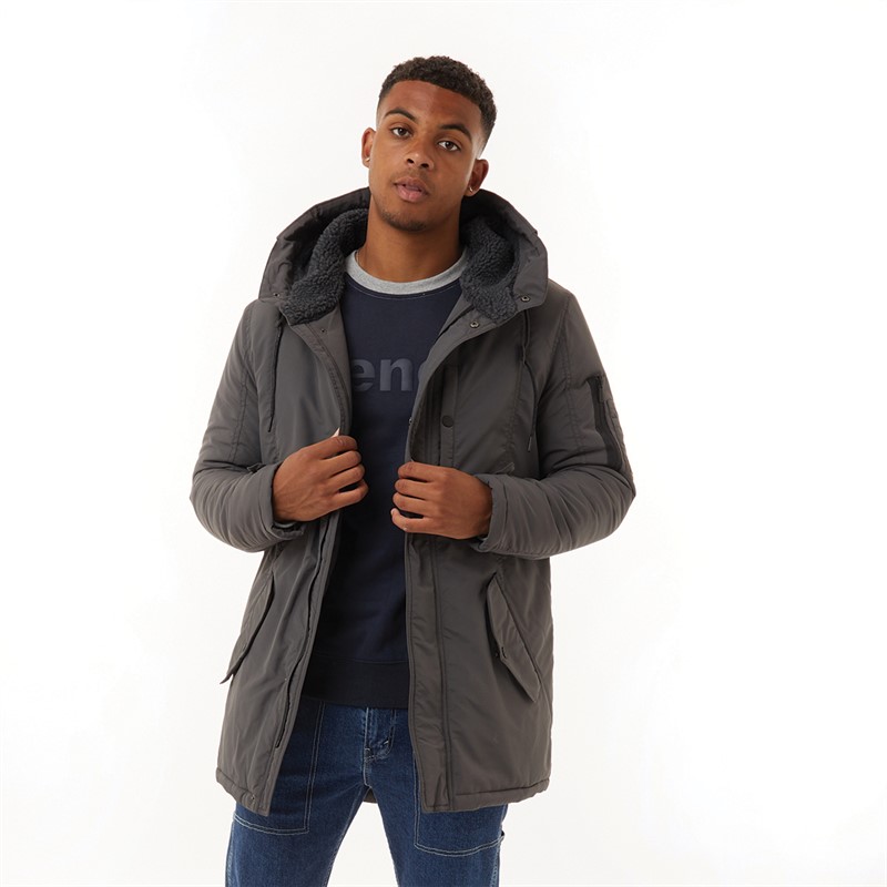 DuFFS Mens Parka Jacket Dark Charcoal