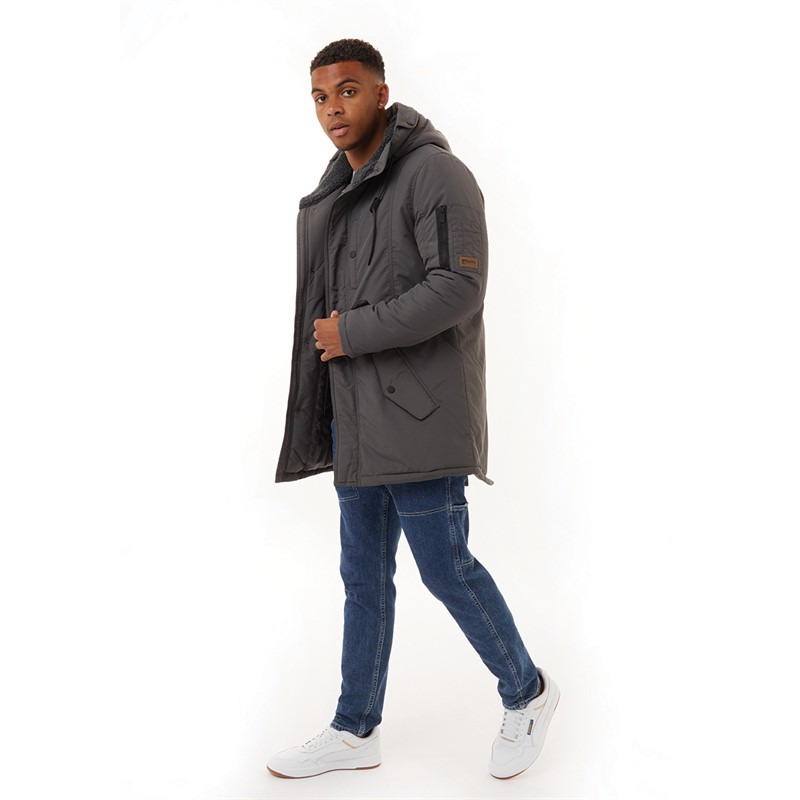 DuFFS Mens Parka Jacket Dark Charcoal